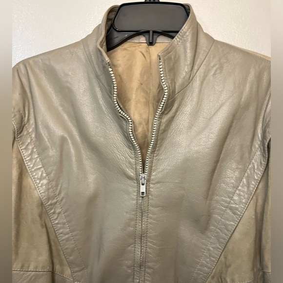 Verra Pelle Genu Leather Jacket Women’s 40 Brown Two Tone Full Zip 80’s Vintage - Picture 2 of 10